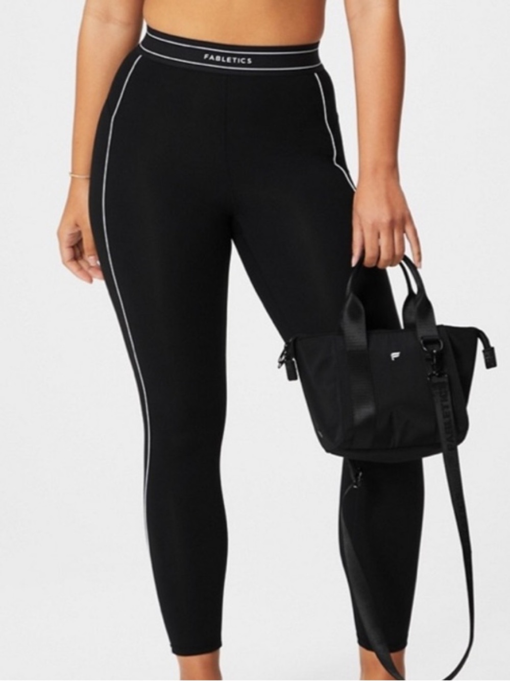 Fabletics PureLuxe Ultra High-Waisted 7/8 Legging Black white medium activewear